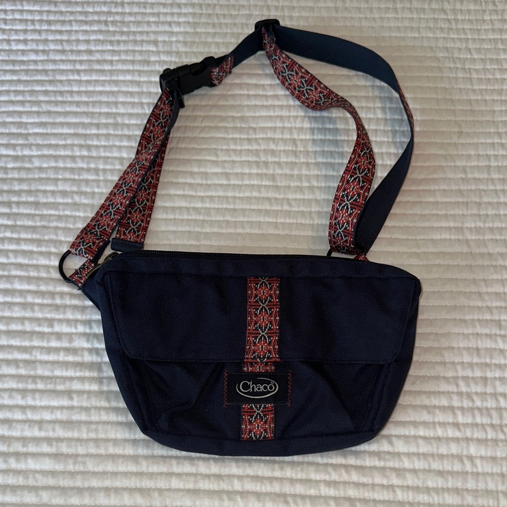 Chaco Belt Bag with Navy and Red Pattern